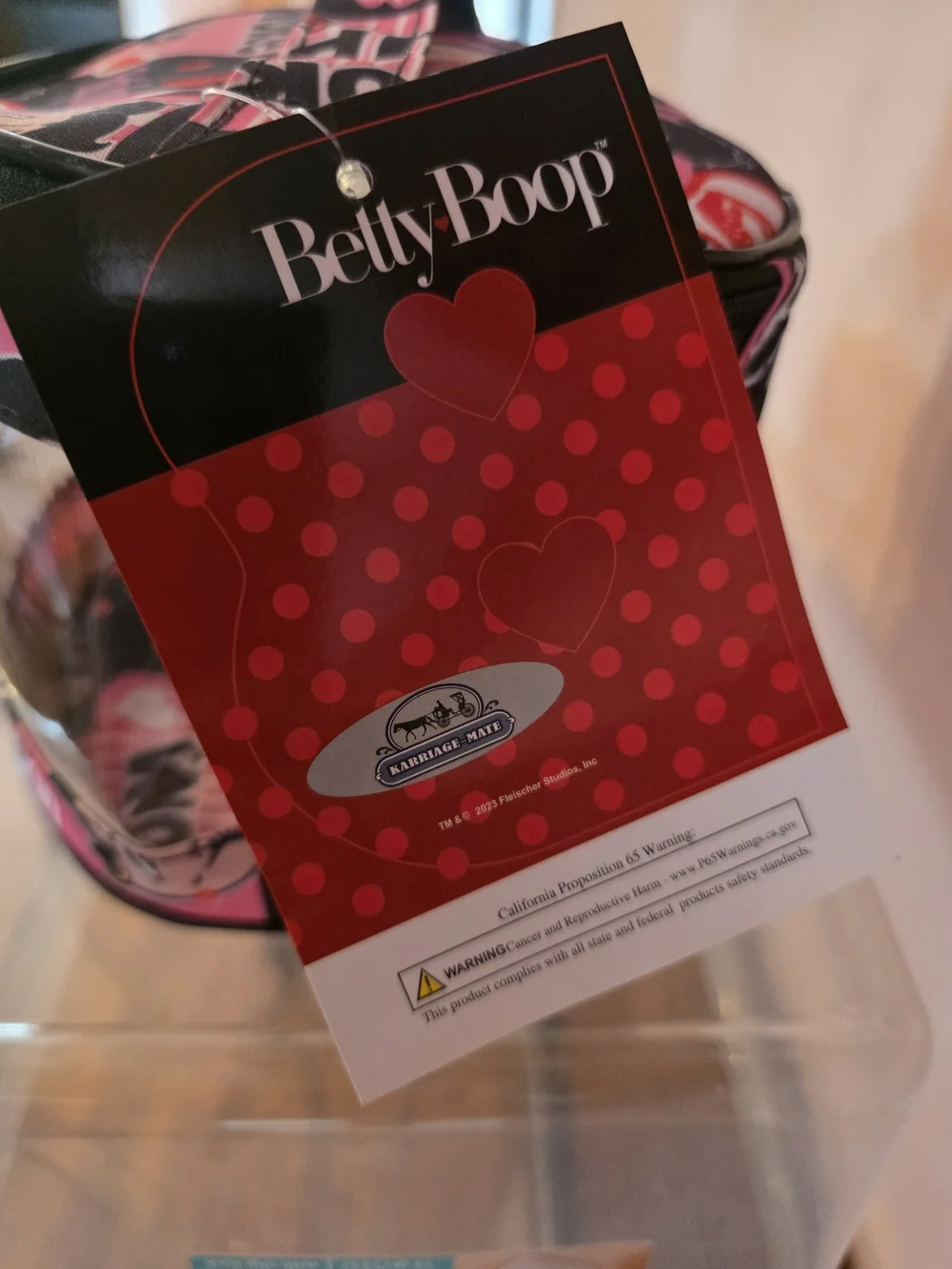 Betty Boop Clear Cosmetic Case - Pink & Black